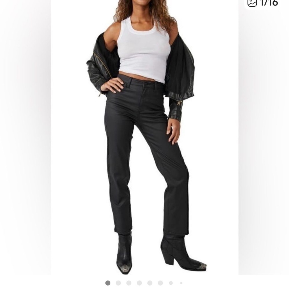 We The Free Pacifica Black High-Rise Straight-Leg Pants very stretch